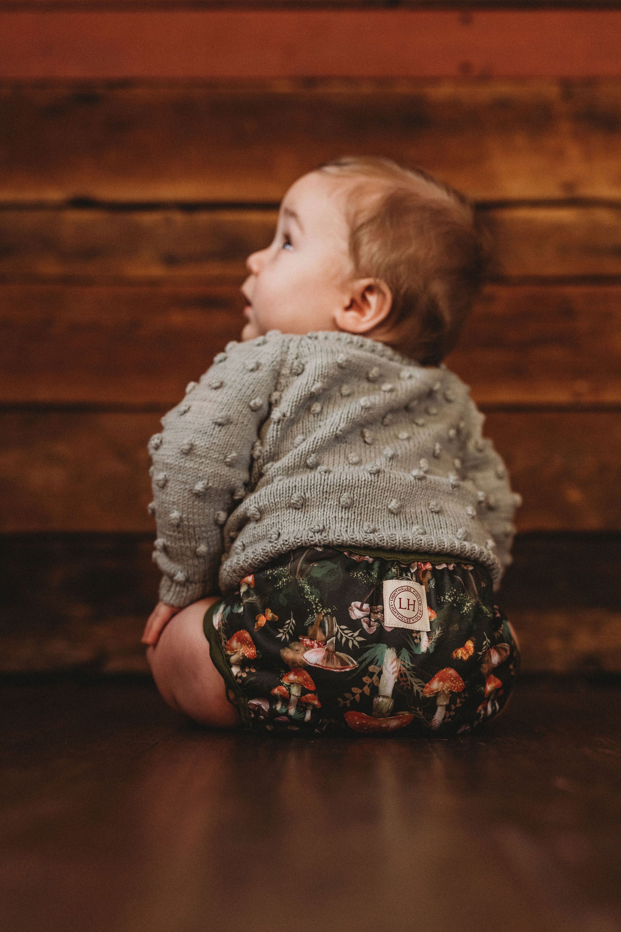 Lighthouse Kids Co. recycled all-in-one cloth diapers with Athletic Wicking Jersey AWJ and Tummy Panel.  Small WAHM business in Iowa City, IA.