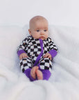 ππππ! ππ% ππ
π
!  Bamboo Baby Pajamas - Double Zipper - Longies - Checkered Magic - FINAL SALE