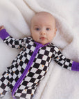 ππππ! ππ% ππ
π
!  Bamboo Baby Pajamas - Double Zipper - Longies - Checkered Magic - FINAL SALE