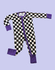 ππππ! ππ% ππ
π
!  Bamboo Baby Pajamas - Double Zipper - Longies - Checkered Magic - FINAL SALE