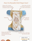Lighthouse Kids Company Reusable Cloth Diaper Liners 6-Pack - On The Farm