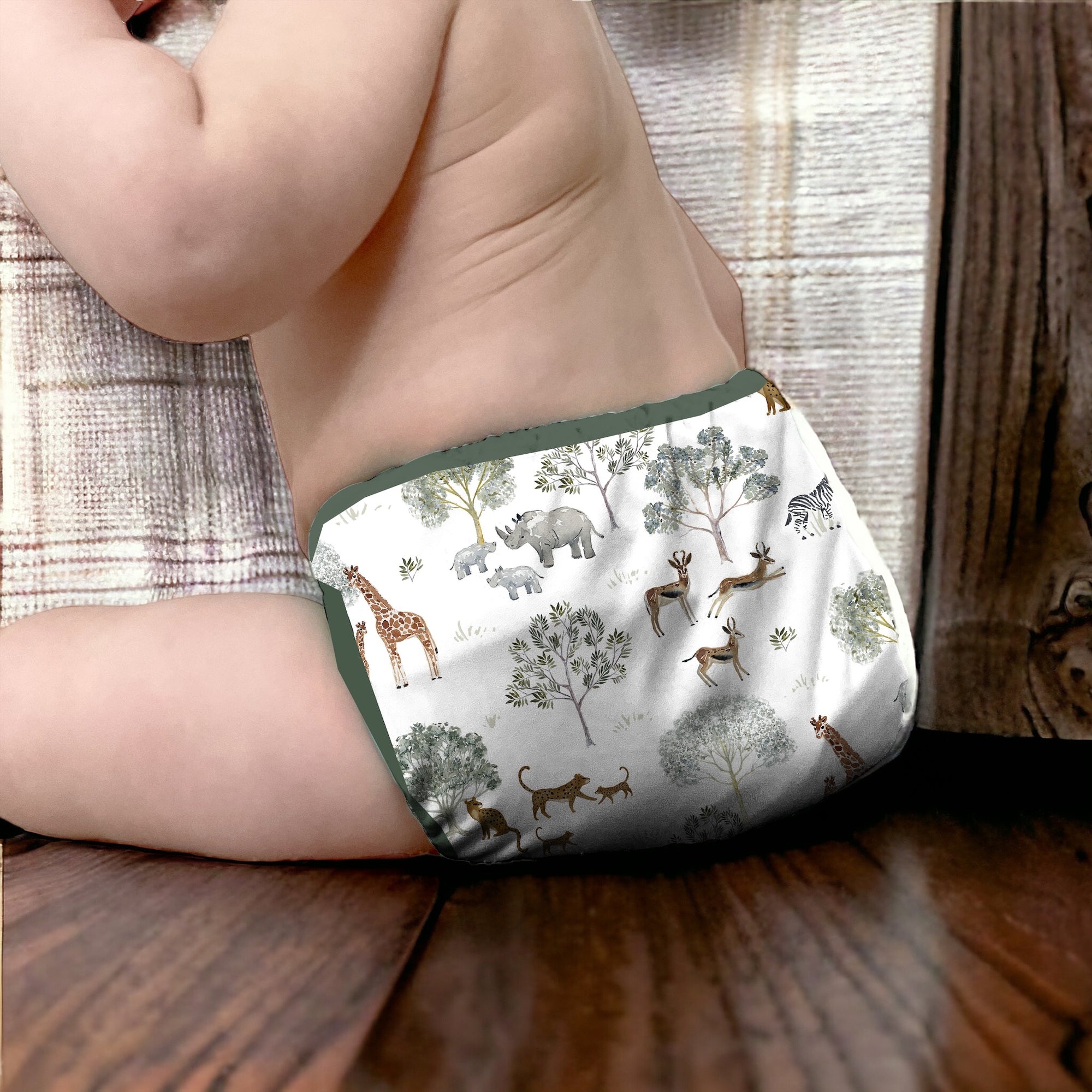 Wipeable Cloth Diaper Cover - AIl-In-Two - Safari