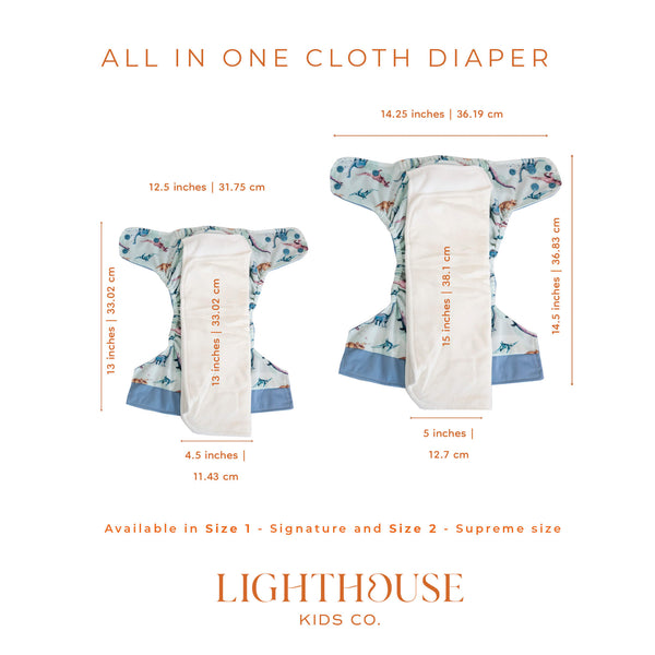 All-In-One Cloth Diaper AIO Lighthouse Kids Company length and sizing
