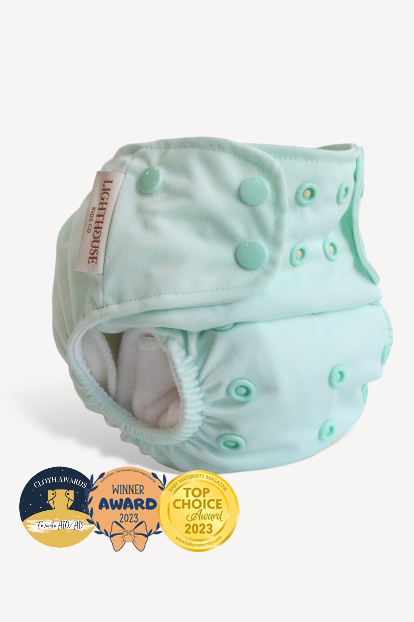 AllInOne Diaper with Athletic Wicking Jersey AWJ Spearmint Cloth