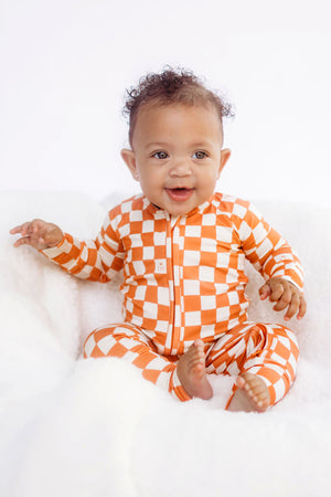 𝐒𝐀𝐋𝐄! 𝟓𝟎% 𝐎𝐅𝐅! Bamboo Baby Pajamas - Double Zipper - Longies - Checkers - FINAL SALE