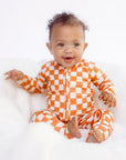 Bamboo Baby Pajamas - Double Zipper - Longies - Checkers