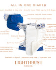 All-In-One Cloth Diaper AIO Lighthouse Kids Company, leakproof 