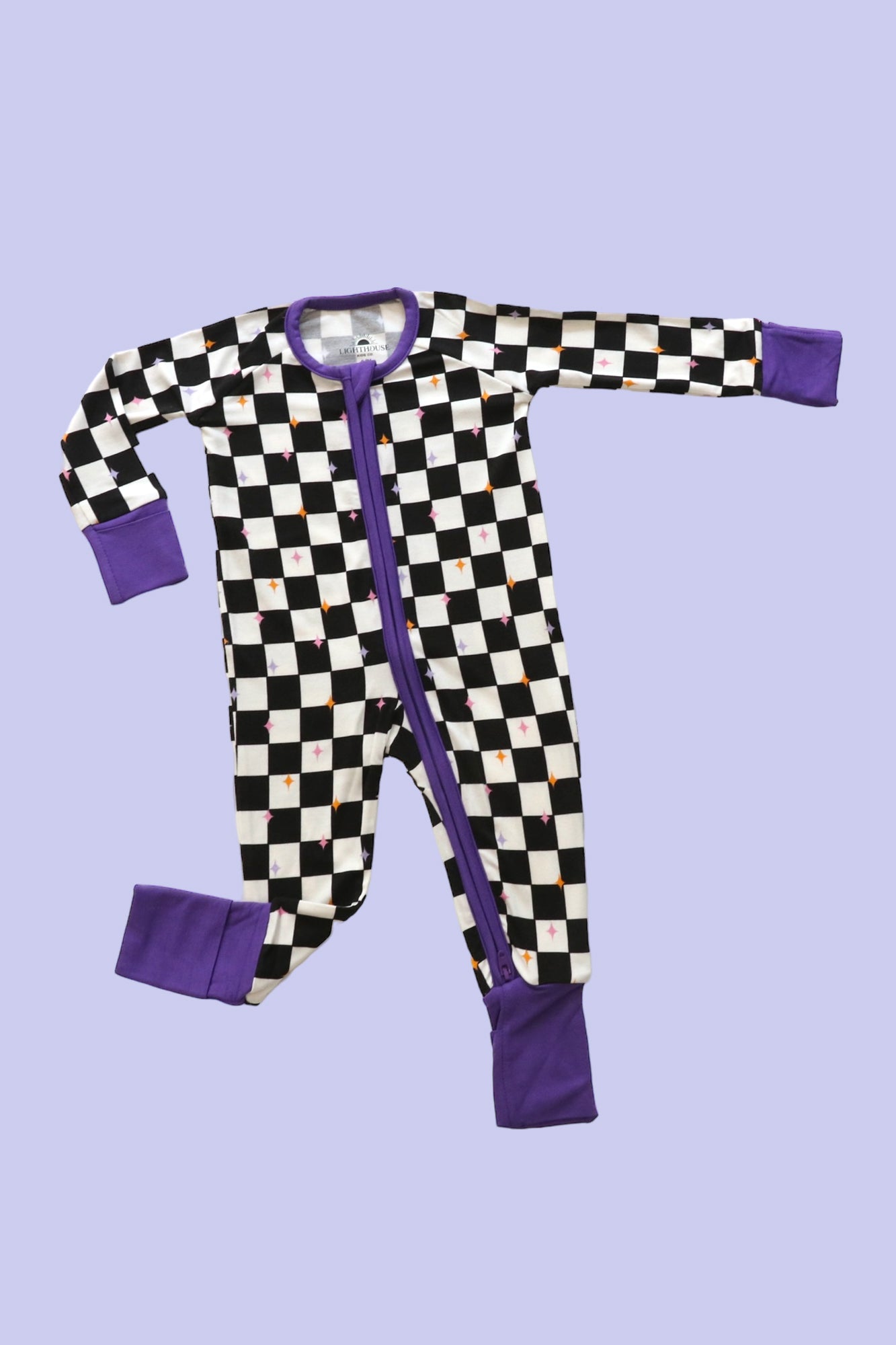 Bamboo Baby Pajamas - Double Zipper - Longies - Checkered Magic