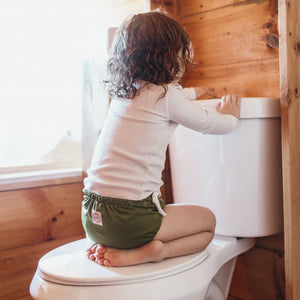 Reusable Potty Training Pants for Toddlers - Forest Toddler wearing training pants