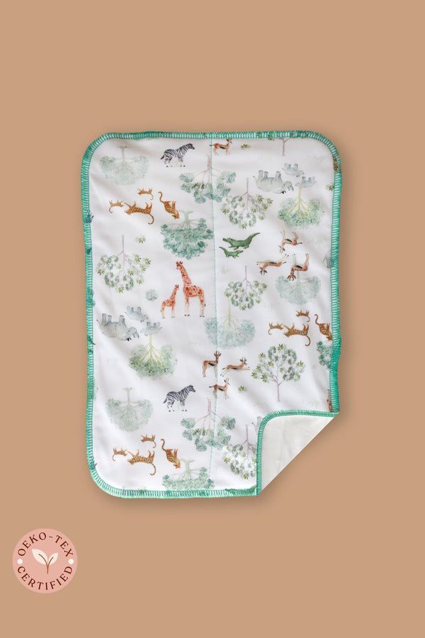 Lighthouse Kids Company Cloth Diaper Insert for heavy wetter babies.  Great for night time cloth diapering.  PFAS free diaper.  Athletic wicking jersey, AWJ.   Best cloth diaper insert. Safari