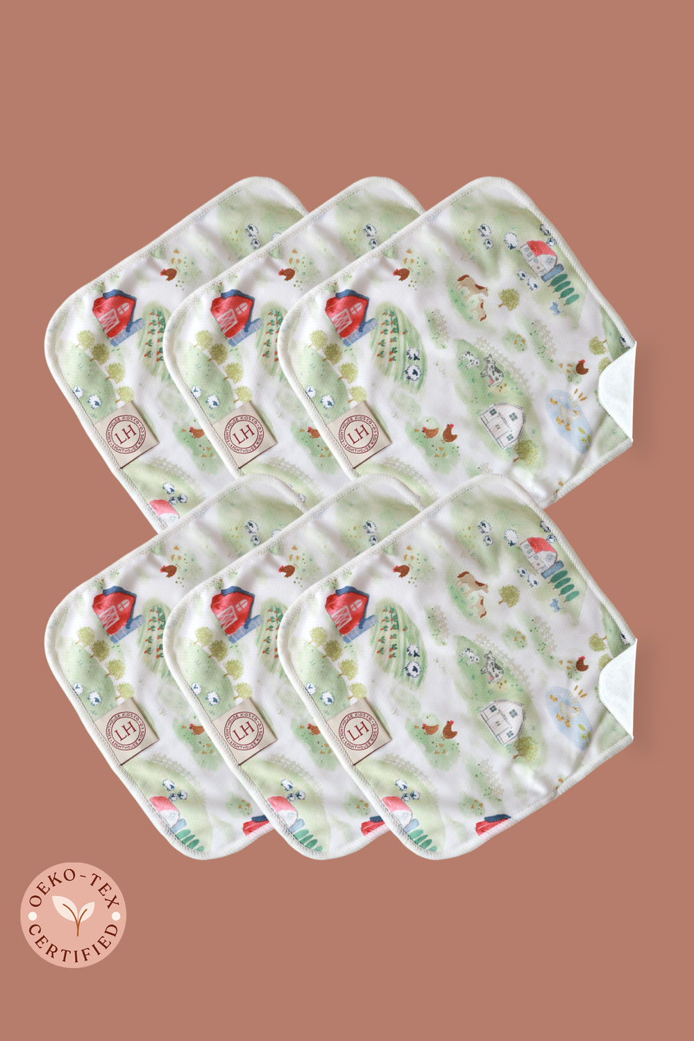 Lighthouse kids company reusable bamboo cloth wipes.  On the farm