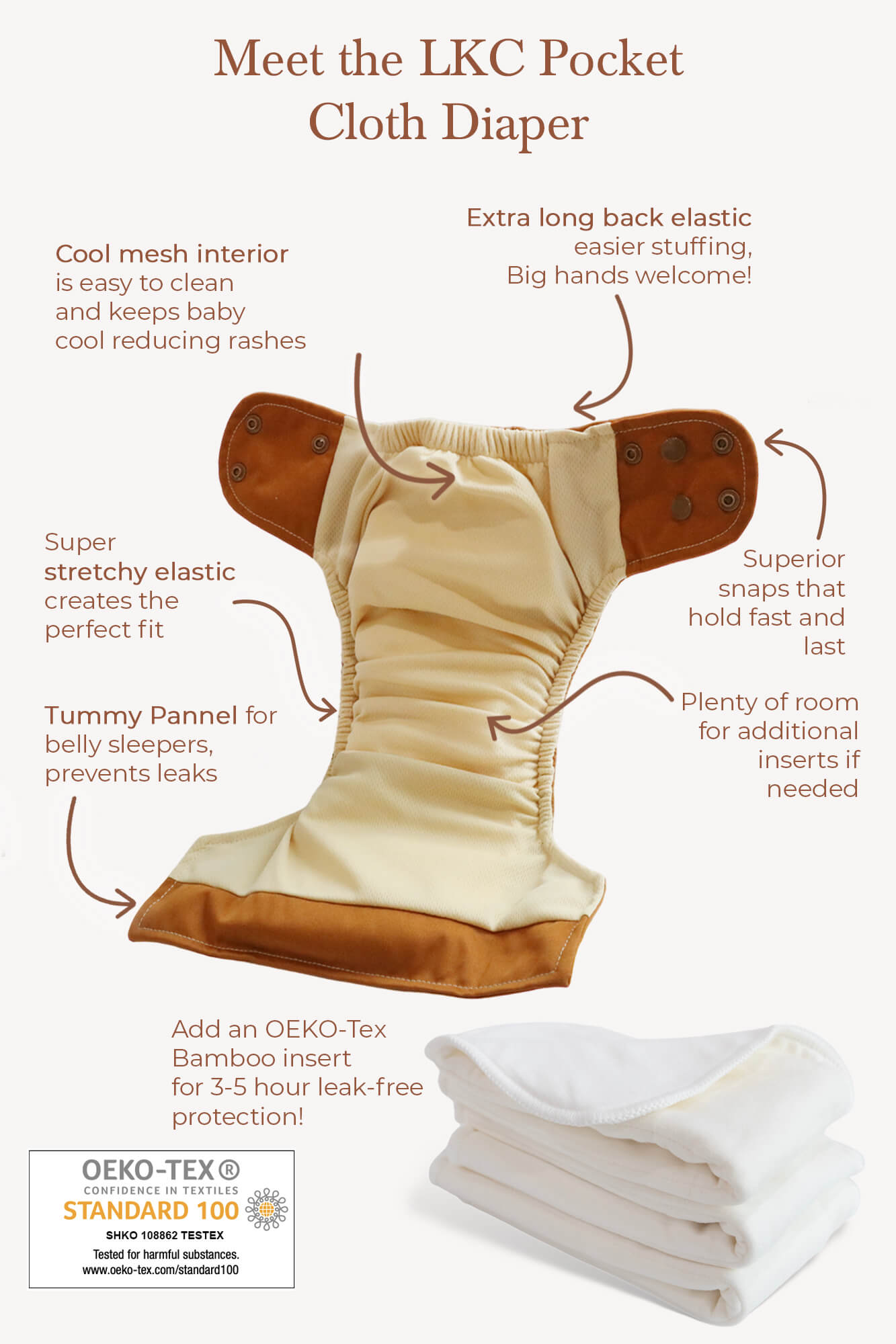 Easy-Stuff Pocket Cloth Diaper - Creambrulle
