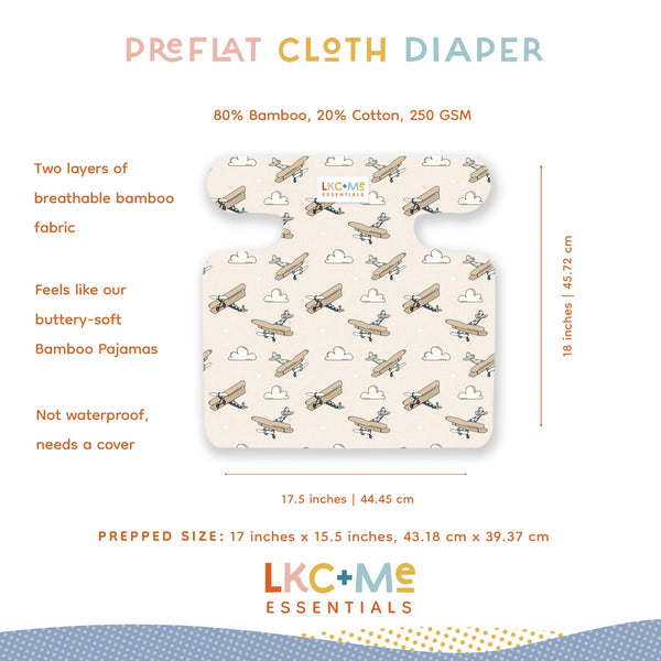 LKC+Me One-Size Cloth Diaper Preflat (Insert) - Safari