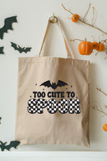 Organic Large Eco Halloween Tote Bag - Too Cute To Spook