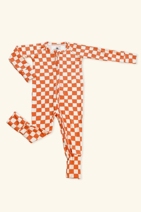 𝐒𝐀𝐋𝐄! 𝟓𝟎% 𝐎𝐅𝐅! Bamboo Baby Pajamas - Double Zipper - Longies - Checkers - FINAL SALE
