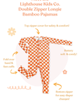 Bamboo Baby Pajamas - Double Zipper - Longies - Checkers