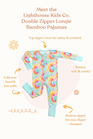 𝐒𝐀𝐋𝐄! 𝟓𝟎% 𝐎𝐅𝐅! Bamboo Baby Pajamas - Double Zipper - Longies - Tie-Dye - FINAL SALE