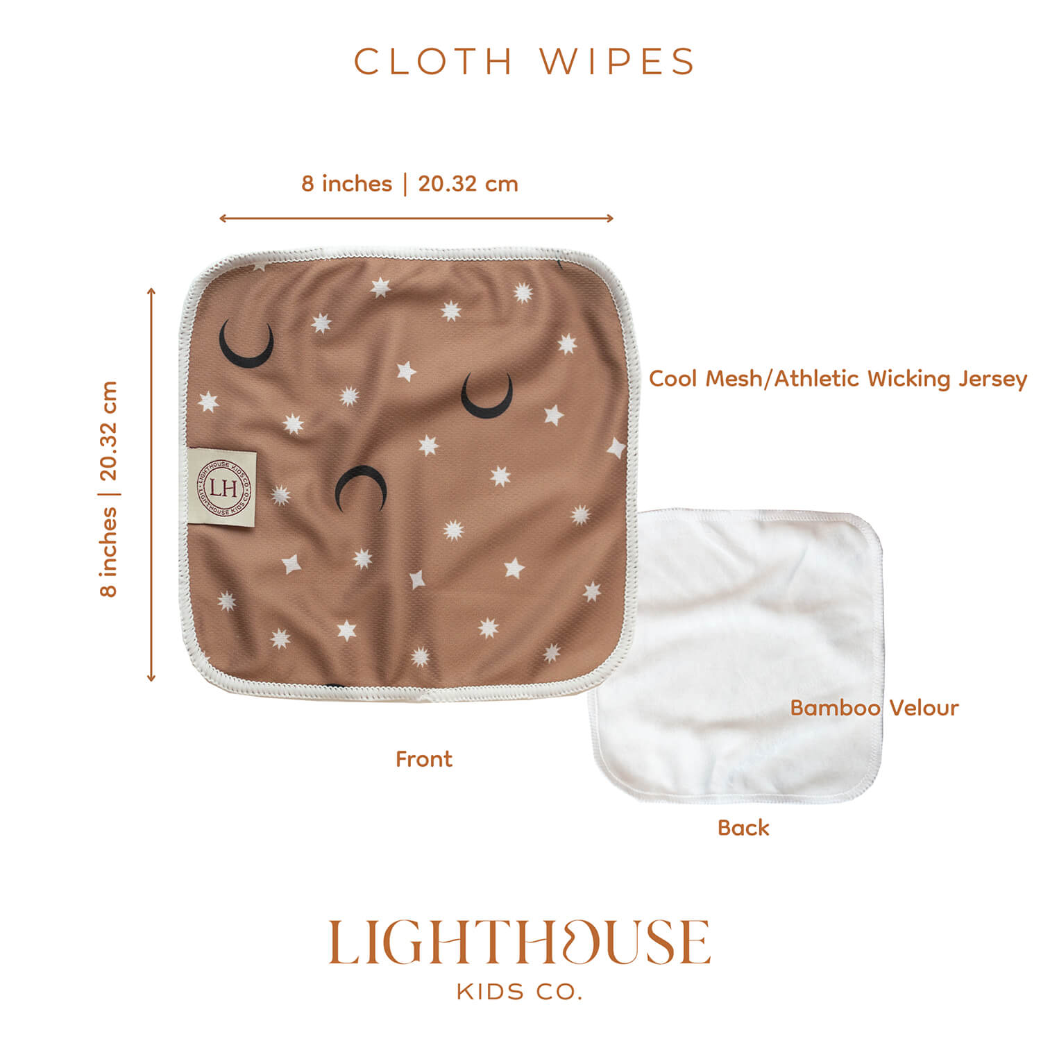 Reusable Cloth Wipes with Athletic Wicking Jersey (AWJ) - Moon Magic