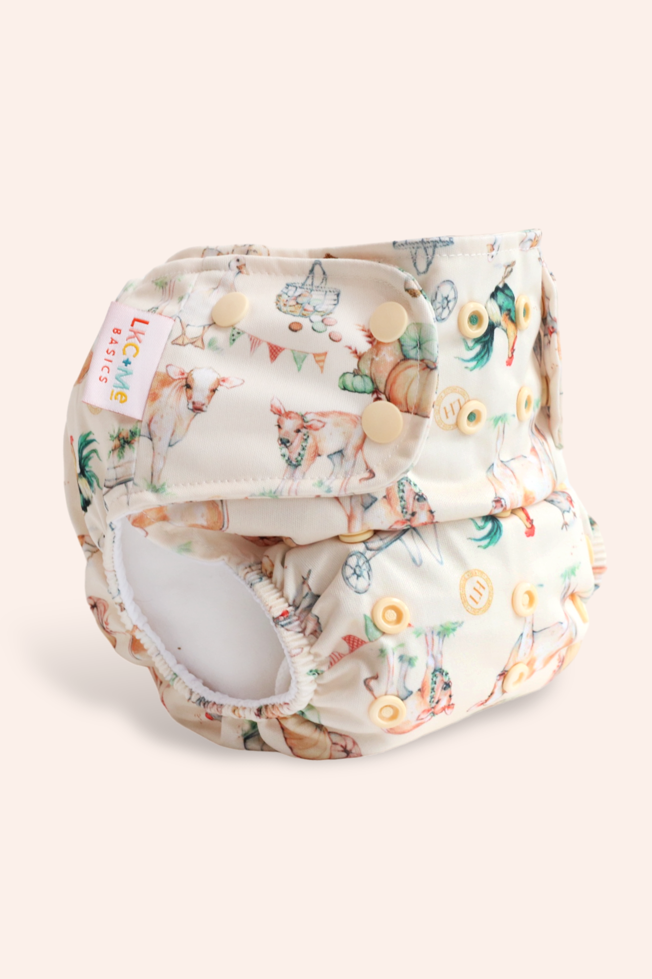 Pocket Cloth Diaper with Athletic Wicking Jersey AWJ - Farm Friends